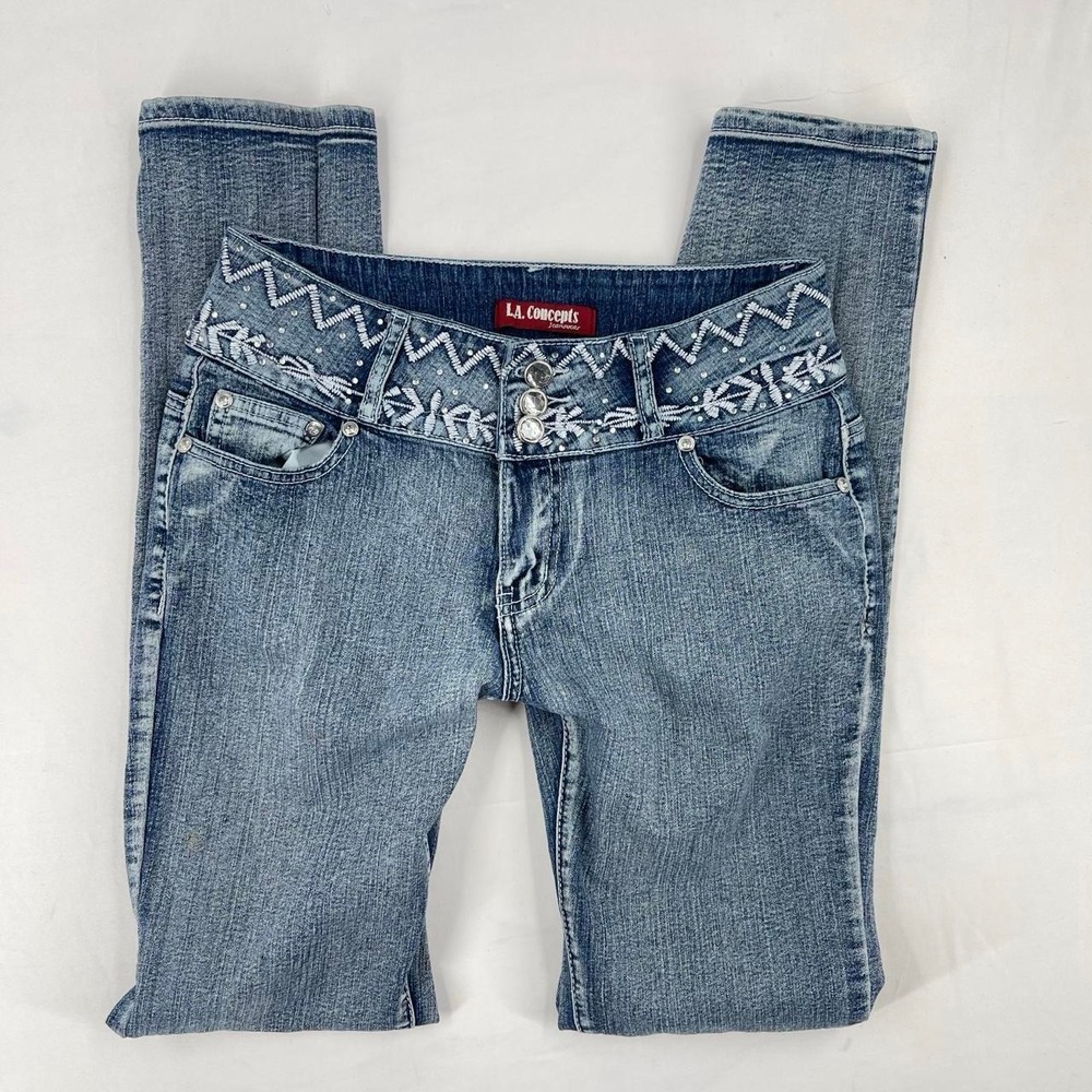 Vintage Y2K Rhinestone Skinny Jeans 0 XS Embellished Bling McBling 2010s Casual